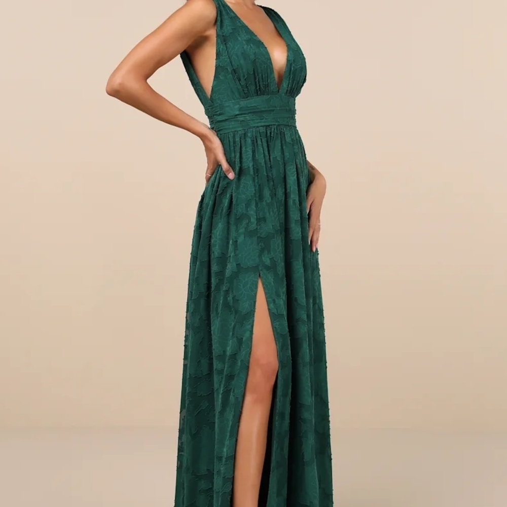 Lulus Maxi Dress Womens M Emerald Burnout Floral Sweet Sophistication Gala Guest - Picture 8 of 8